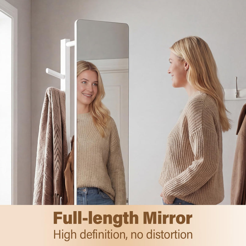 Giantex 65.5" Swivel Full Length Mirror with Coat Rack