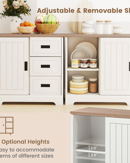 Giantex Small Sideboard Buffet Cabinet with Fluted Sliding Door
