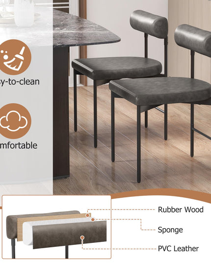 Giantex Dining Chairs, Faux Leather Upholstered Kitchen Side Chair with Padded Backrest and Cushion, Metal Legs