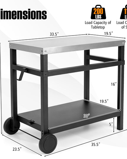 Giantex Outdoor Grill Cart with Stainless Steel Tabletop & Storage Shelf for Backyard Party