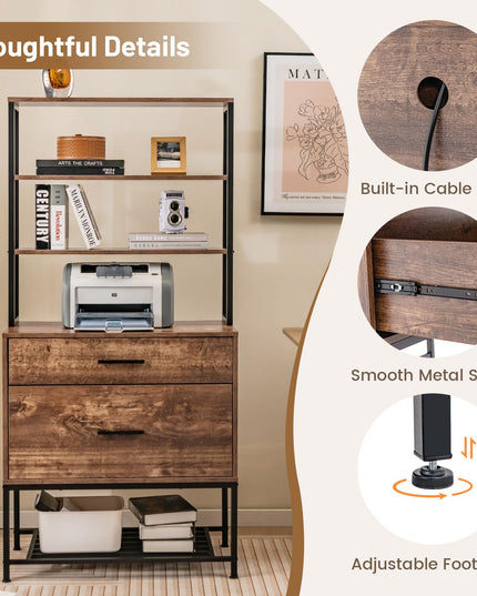 Giantex Tall 2-Drawer File Cabinet - Filing Cabinet