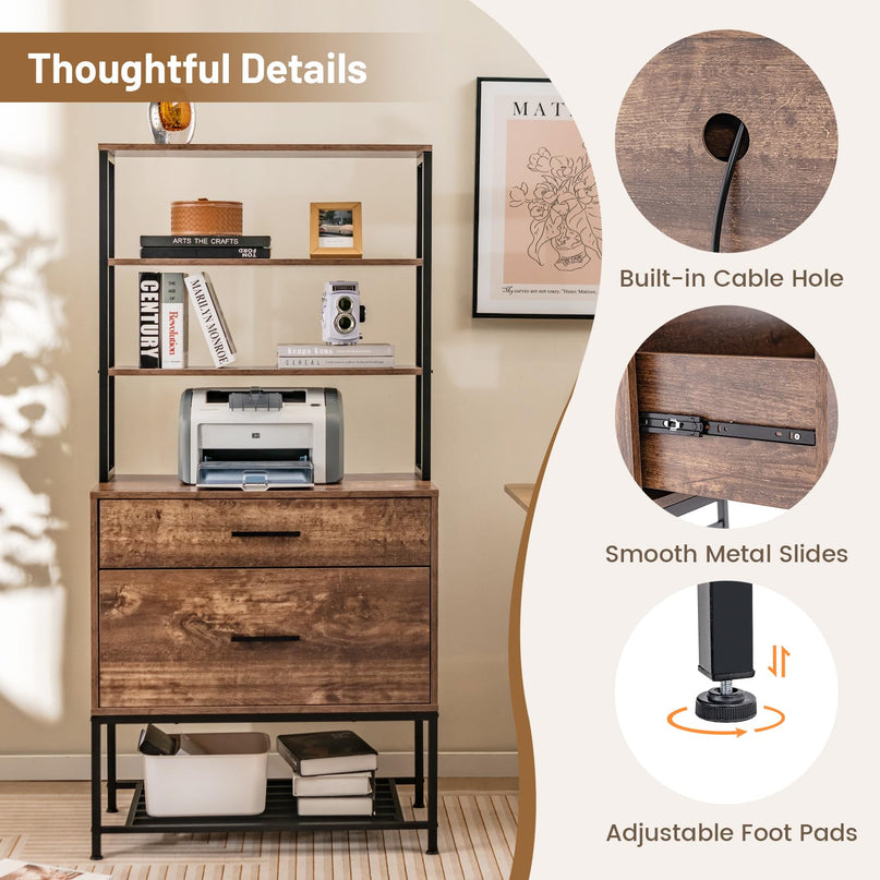 Giantex Tall 2-Drawer File Cabinet - Filing Cabinet