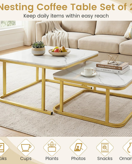 Giantex Nesting Coffee Table Set of 2 for Living Room