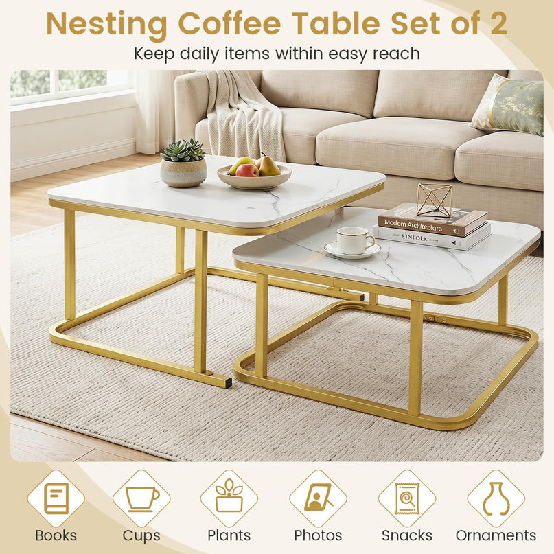 Giantex Nesting Coffee Table Set of 2 for Living Room