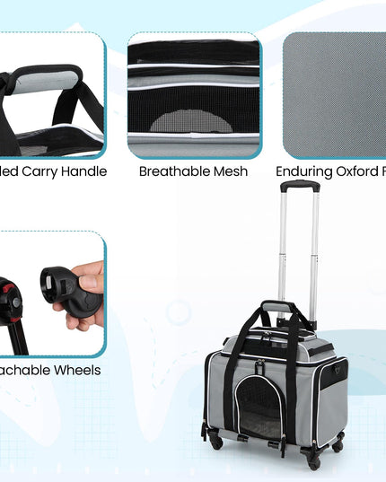 Giantex Top-Expandable Pet Carrier with Wheels for Small Cat & Dog