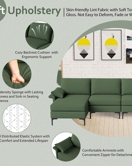 Giantex 130.5" L Convertible Sofa Couch, Sectional Sleeper