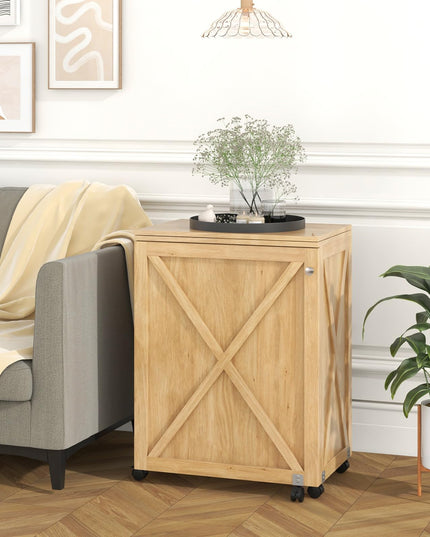 Giantex Folding Sewing Table - Farmhouse Sewing Machine Cabinet with Barn Door