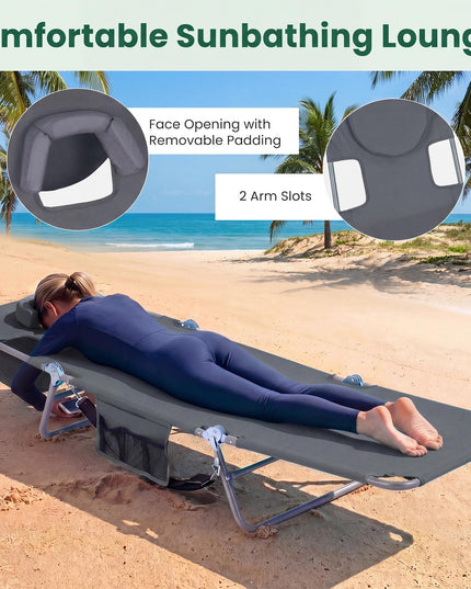 Giantex Folding Tanning Chair with Face Hole& 5-Position Adjustable Backrest (1/2)