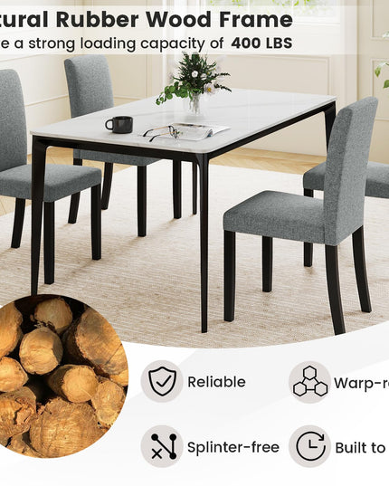 Giantex Upholstered Dining Chairs Set of 2/4 w/Rubber Wood Legs