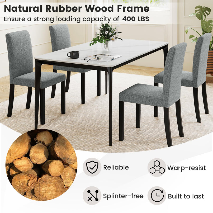 Giantex Upholstered Dining Chairs Set of 2/4 w/Rubber Wood Legs