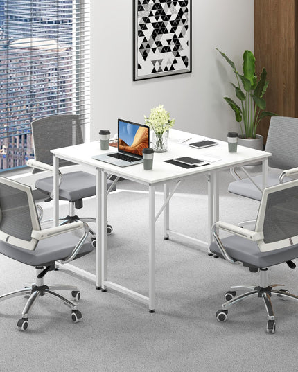 Giantex 6.5 FT Small Conference Table, 2 PCS 40" x 19.5" Rectangular Meeting Table with Heavy-Duty Metal Frame