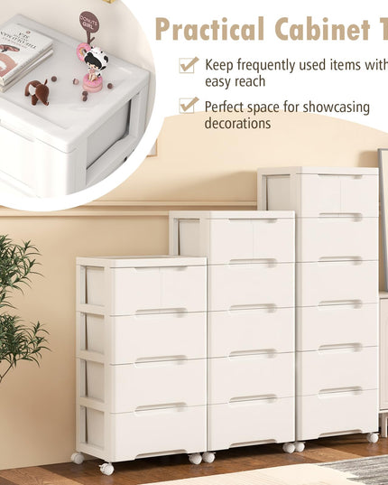 Giantex Rolling Storage Drawer Cart, Storage Unit on Wheels, Plastic Storage Cart Organizer