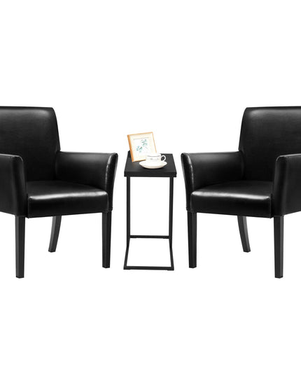 Giantex Reception Guest Chairs and C-Shaped End Table 3Pcs Set