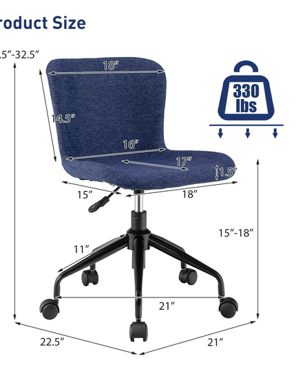 Giantex Home Office Chair with Wheels, Mid-Back Swivel Computer Chair Rolling Adjustable Linen Leisure Chair