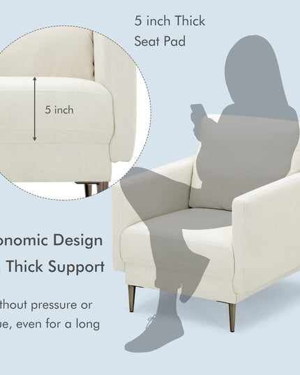 Giantex Sofa Couch, for Bedroom, Reception Rooms, Chair & Loveseat(Grey & White)