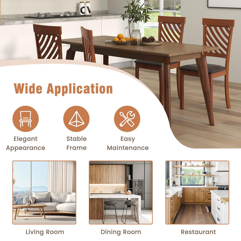 Giantex Dining Chair, Faux Leather Upholstered Kitchen Chairs w/Rubber Wood Legs & Ergonomic Back
