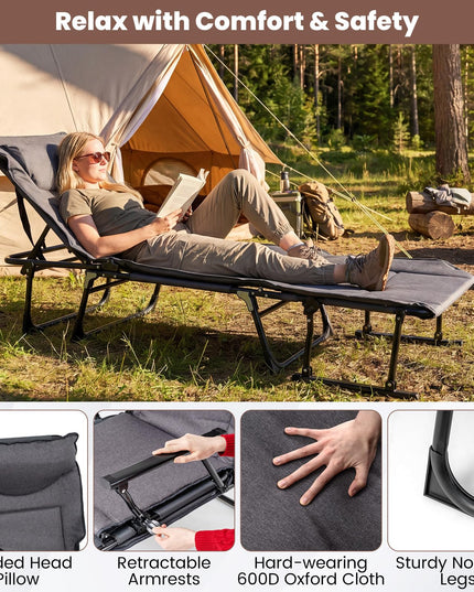 Giantex Folding Patio Lounge Chair with 6 Backrest Positions