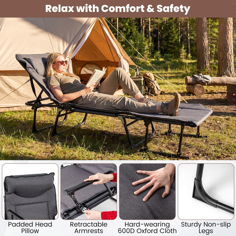 Chaise longue pliante de patio Giantex avec 6 positions de dossier