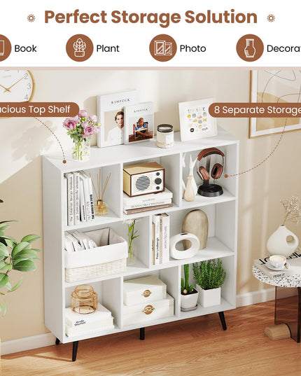 Giantex 8-Cube Bookcase 3-Tier Modern Bookshelf (39.5" x 9.5" x 42")