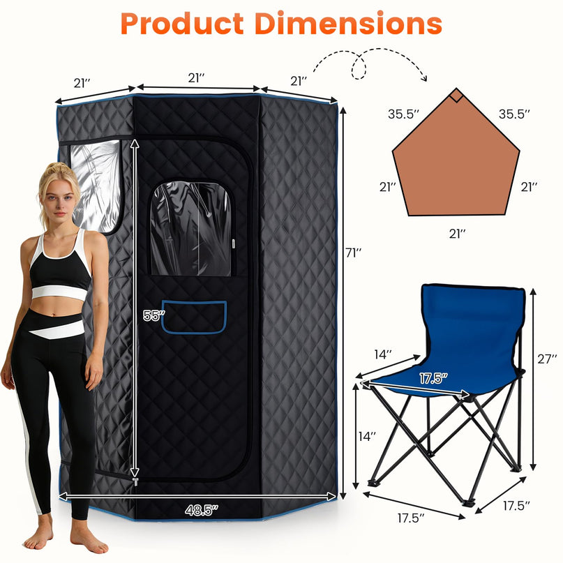 Giantex 3L Portable Steam Sauna Fast-Heat Large Pentagon Sauna Box