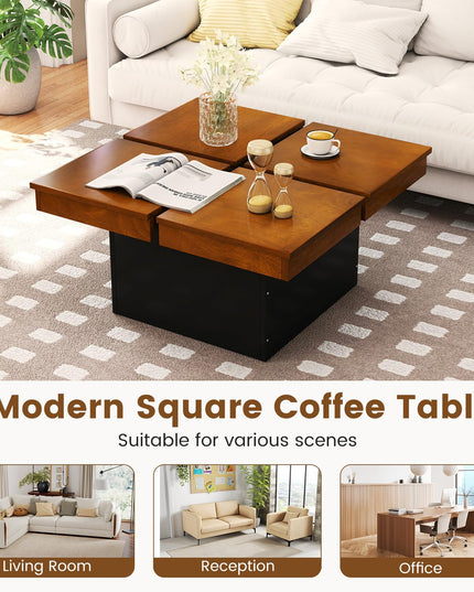 Giantex Table Basse Carrée 80 cm, Table d'Appoint Moderne du Milieu du Siècle