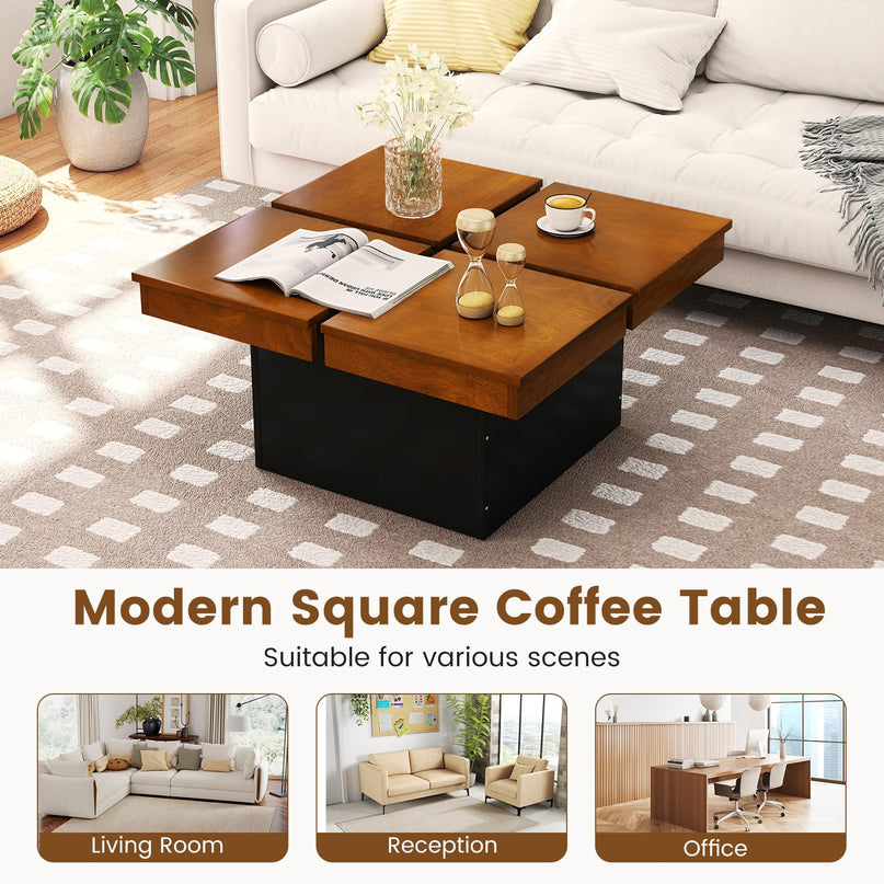 Giantex Table Basse Carrée 80 cm, Table d'Appoint Moderne du Milieu du Siècle