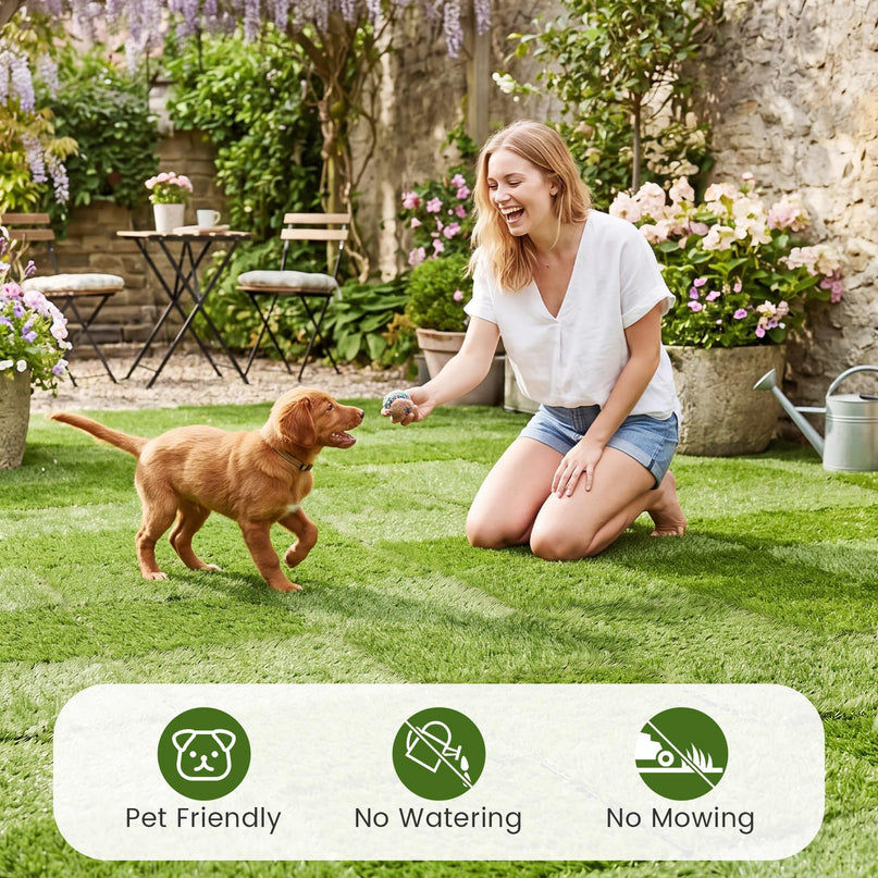 Giantex 30 Pack Interlocking Artificial Grass Tiles (12" x 12")
