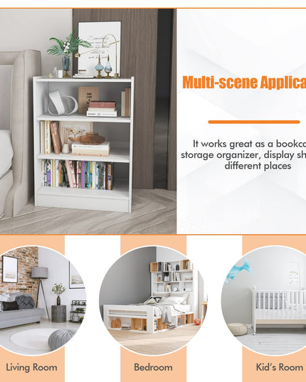 Giantex 3-Cube Bookcase White - 3-Tier Modern White Open Bookshelf with Adjustable Shelves