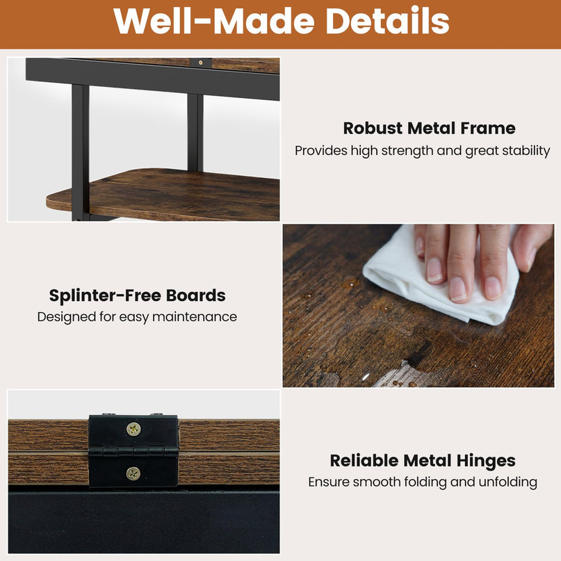 Giantex 3-Tier Mobile Side Table with Foldable Top & Universal Wheels (1/2)
