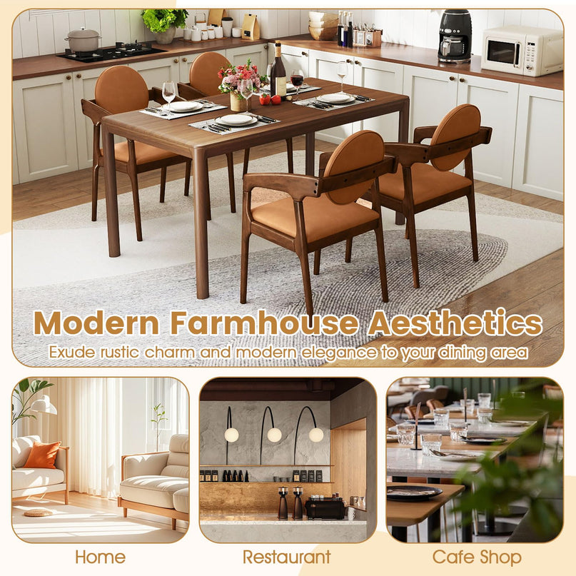 Giantex Wooden Dining Chairs Set of 2/4 PU Leather Upholstered Dining Room Chairs