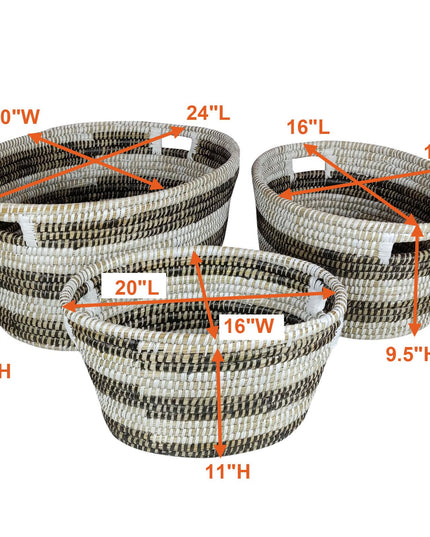 Giantex Woven Laundry Basket 24"/20"/16"- Set of 3 Stackable Storage Baskets with Handles