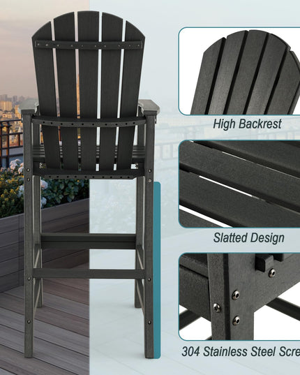 Giantex Outdoor HDPE Bar Stool, Tall Adirondack Chair with Armrests and Footrest, 30 Inches Counter Height Bar Stool