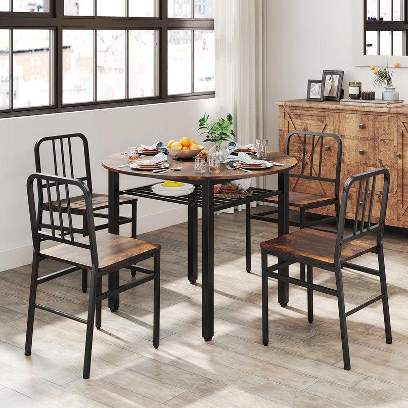 GIANTEX Metal Dining Chairs Set of 4 Industrial Kitchen Chairs