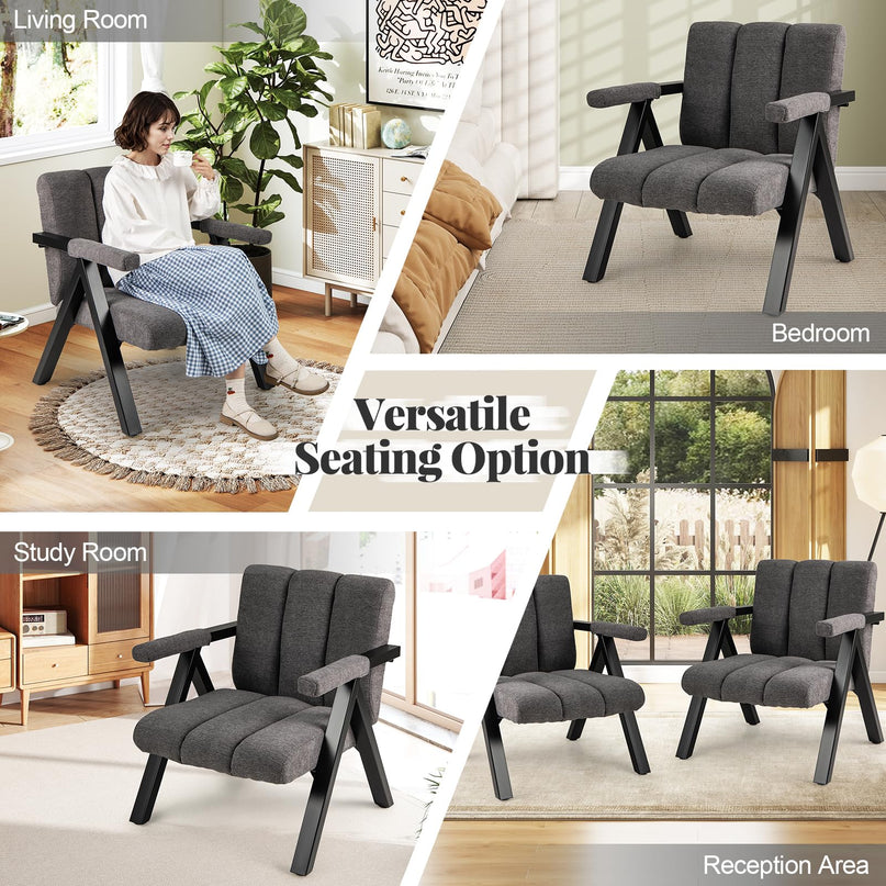 Giantex Mid-Century Modern Accent Chair Comfy Oversized Reading Chair