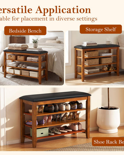 Giantex 4-Tier Shoe Rack Bench with Adjustable Shelves