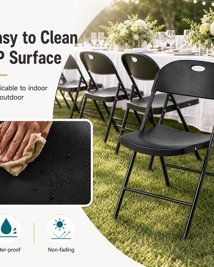 Giantex 4/6/8/12 Pack Plastic Folding Stackable Chair with Curved PP Seat