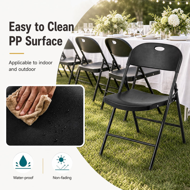 Giantex 4/6/8/12 Pack Plastic Folding Stackable Chair with Curved PP Seat