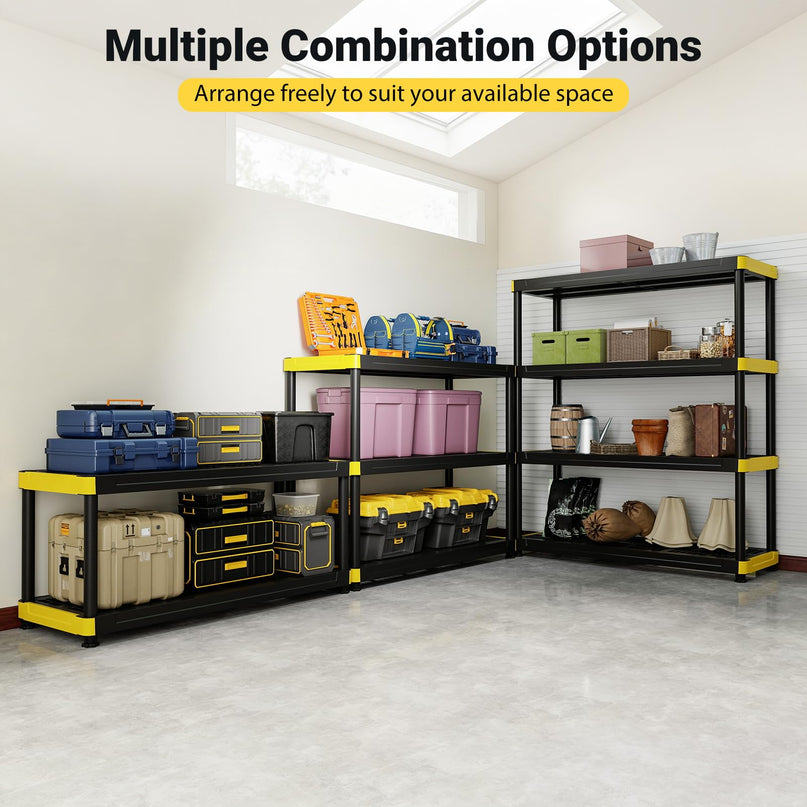 GIANTEX 4-Tier Freestanding Plastic Storage Shelf with Anti-Tipping Kit & Adjustable Feet