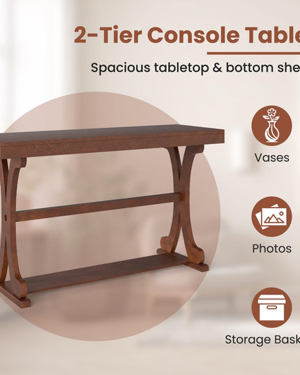 Giantex 52" Narrow Console Table Vintage Accent Entryway Table with Open Storage Shelf