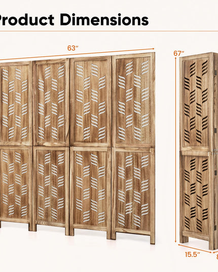 GIANTEX 4/6 Panel Folding Room Divider Wood Privacy Screen with Wave Cutout