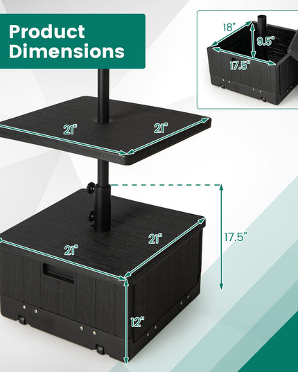 Giantex Outdoor Side Table with Umbrella Stand