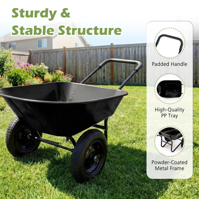 Giantex Dual-Wheel Garden Cart  330LBS Heavy Duty Wheelbarrow