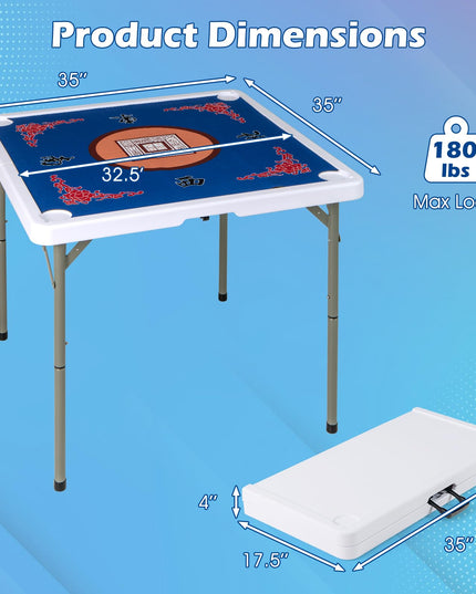 Giantex Folding Mahjong Table 35" Square Card Table