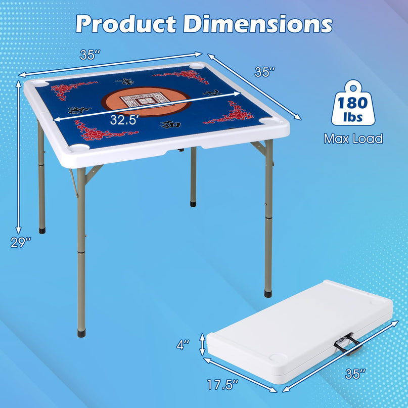 Giantex Folding Mahjong Table 35" Square Card Table
