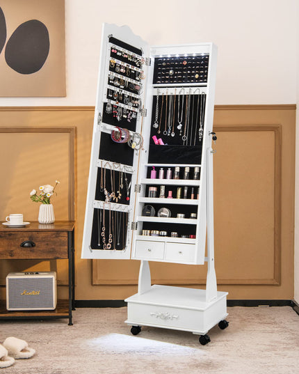 CHARMAID Kids Jewelry Armoire & Adult Jewelry Cabinet Set