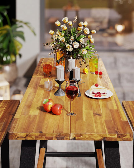 Giantex 4.5FT Picnic Table Bench Set for 4 for Porch Patio Lawn Garden