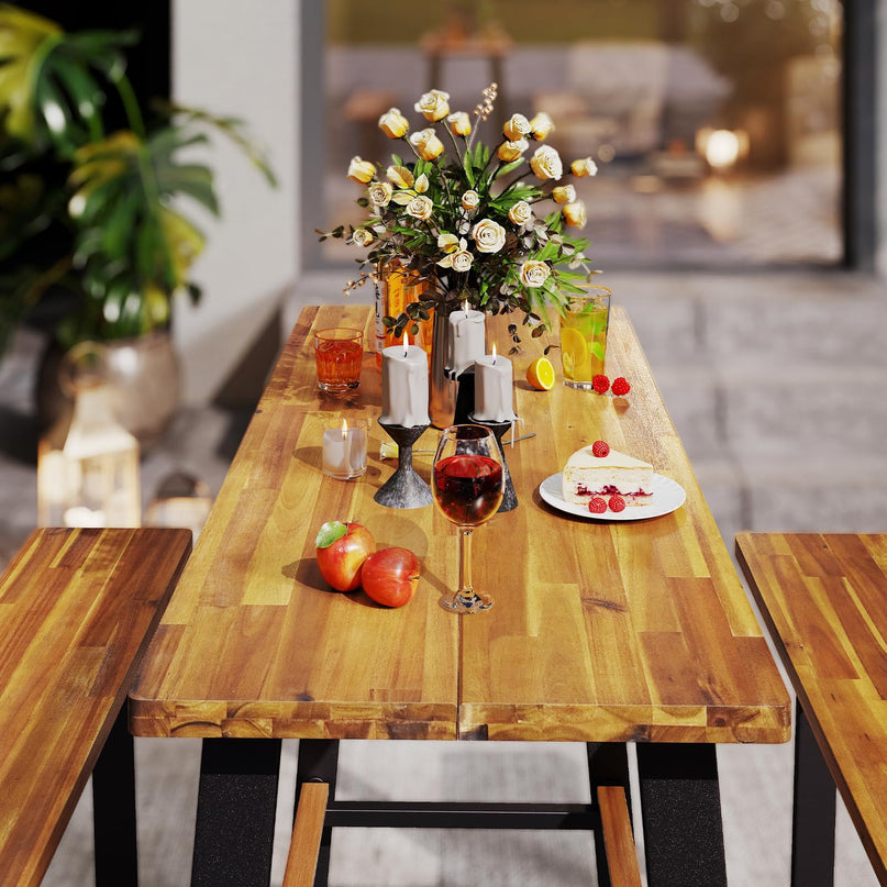 Giantex 4.5FT Picnic Table Bench Set for 4 for Porch Patio Lawn Garden