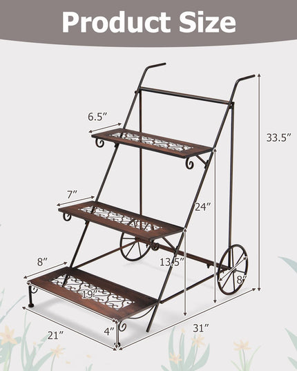 Giantex 3-Tier Metal Flower Cart