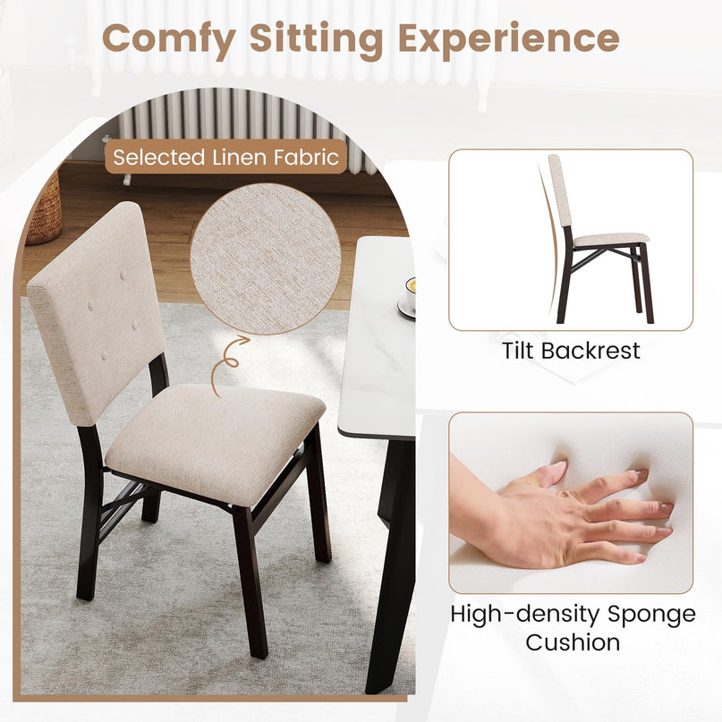 Giantex Folding Dining Chairs Set of 2/4 Armless Kitchen Chair