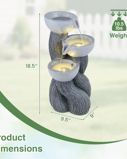 Giantex 3-Tier Outdoor Water Fountain with Lights